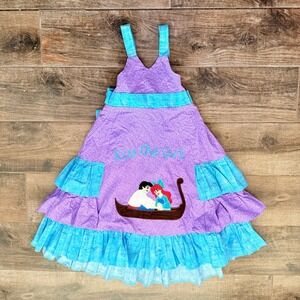 Custom Little Mermaid Kiss the Girl Tiered Ruffle Dress,Purple Turquoise,8